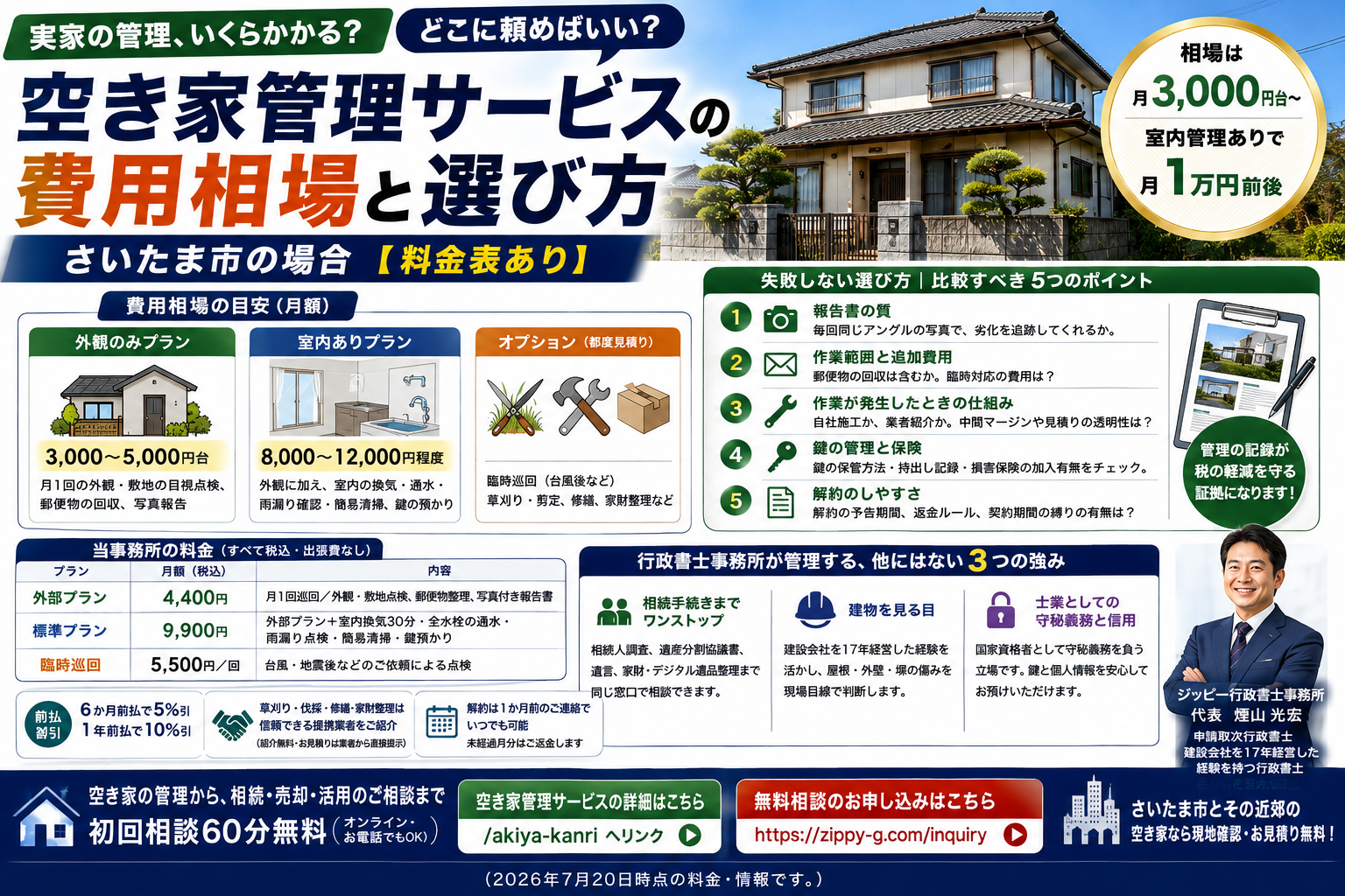 空き家管理サービスの費用相場と選び方｜さいたま市の場合【料金表あり】